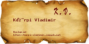 Kárpi Vladimir névjegykártya